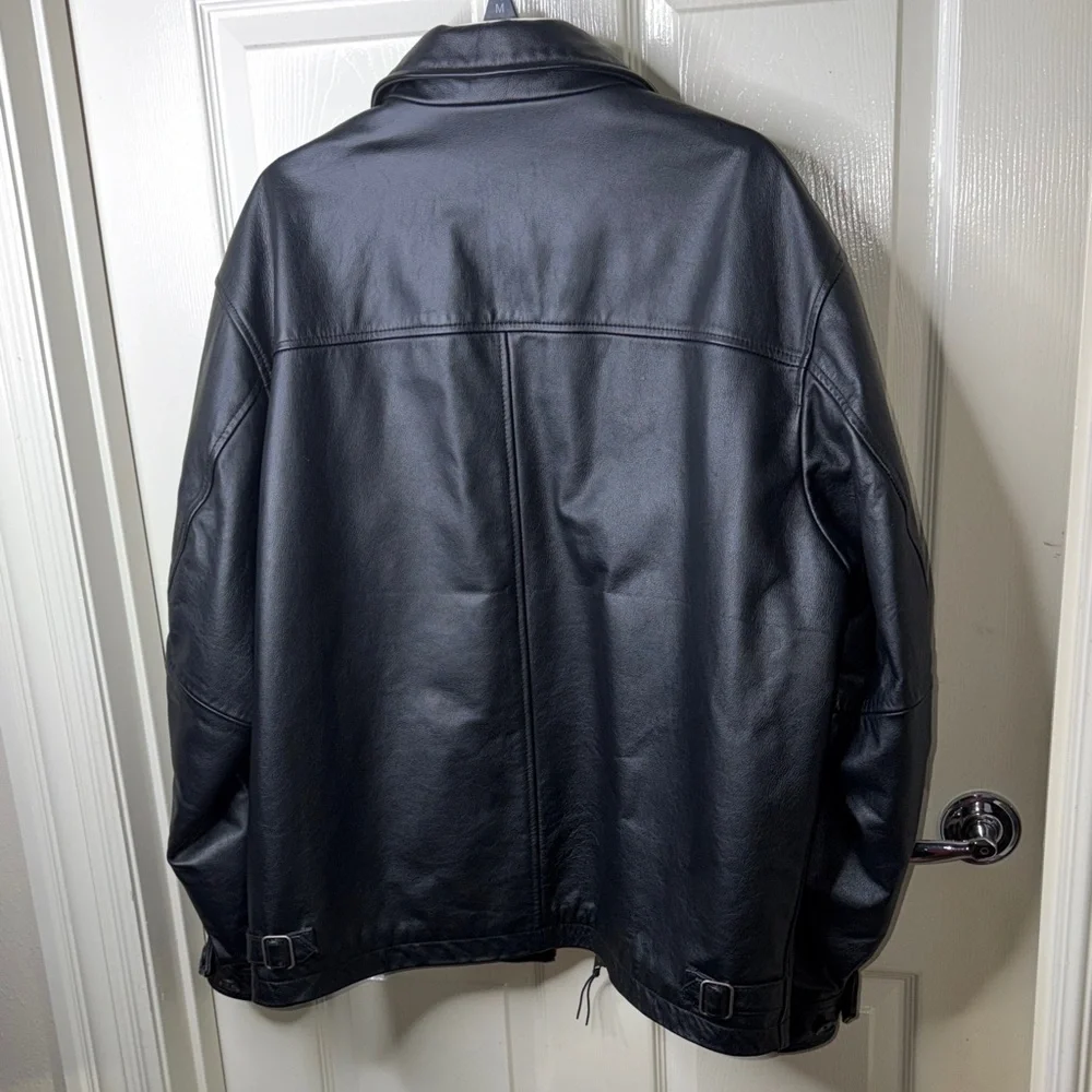 GAP Men's Black Leather Jacket - Picture 6 of 8